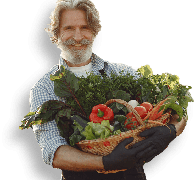 Farmer with organic vegetables